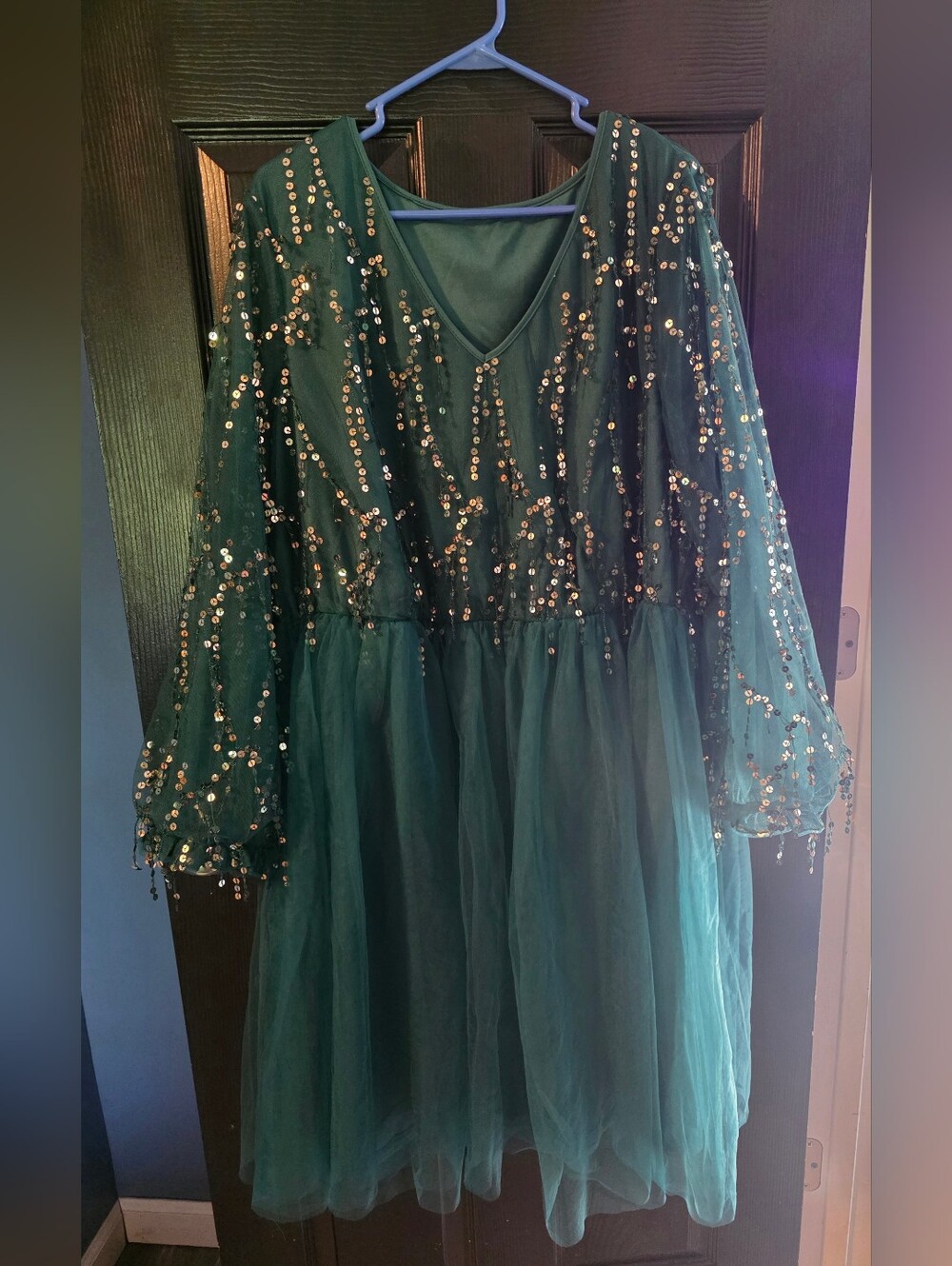 Bloom Chic Emerald Sequin Tulle Party Dress